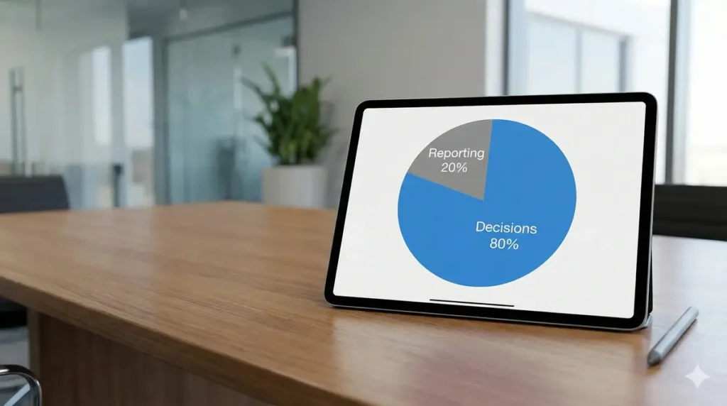 A pie chart illustrating the 80/20 rule for a productive IT Steering Committee Agenda.