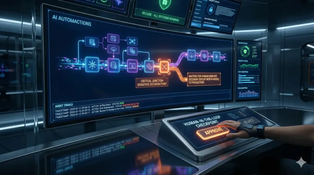 A control center interface showing human governance over an Agentic AI strategy.