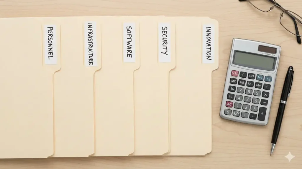 The five essential categories of a strategic IT budget.