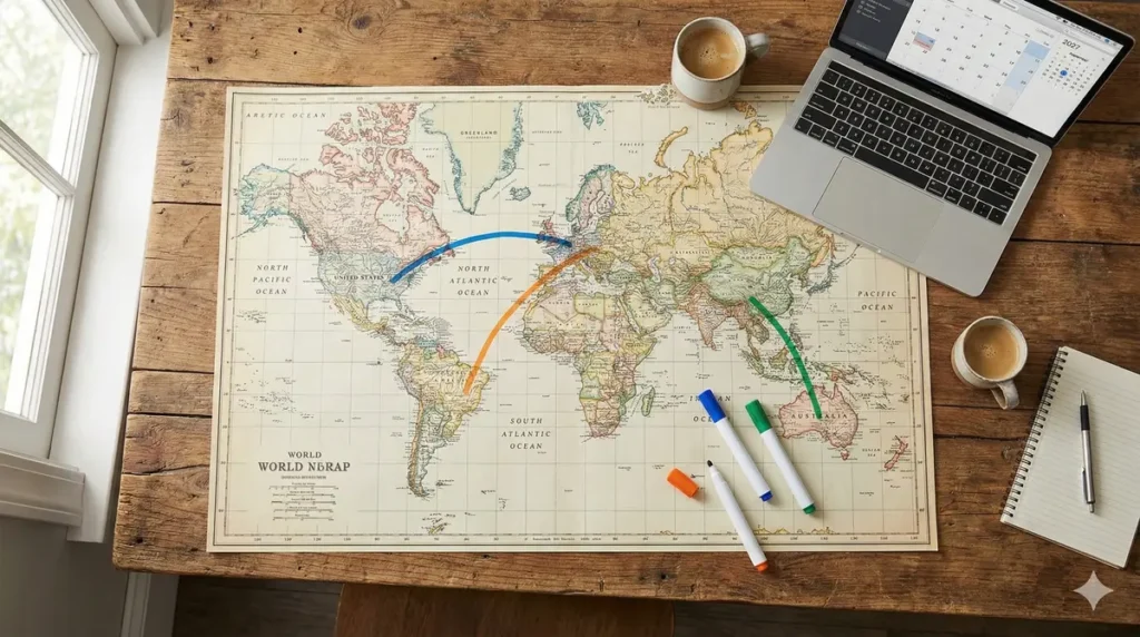 A strategic map illustrating the time-zone and geography choices in technology staff augmentation models.