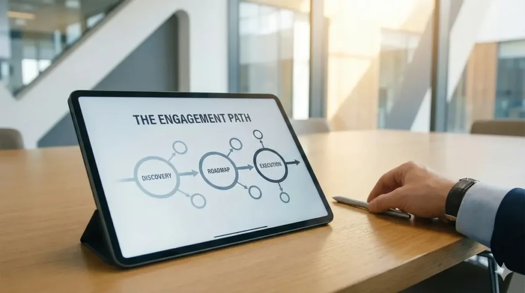 A visual representation of a Fractional CIO transforming IT from static maintenance into strategic innovation and growth.